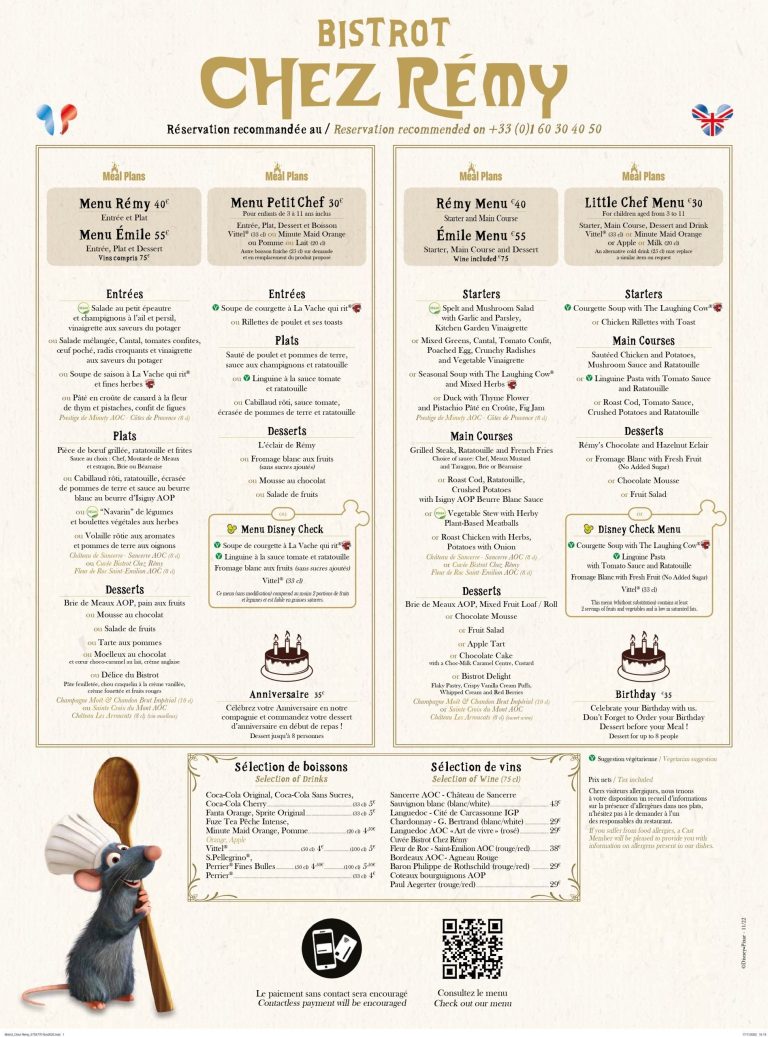 La Maravillosa Carta Del Restaurante Ratatouille Disney